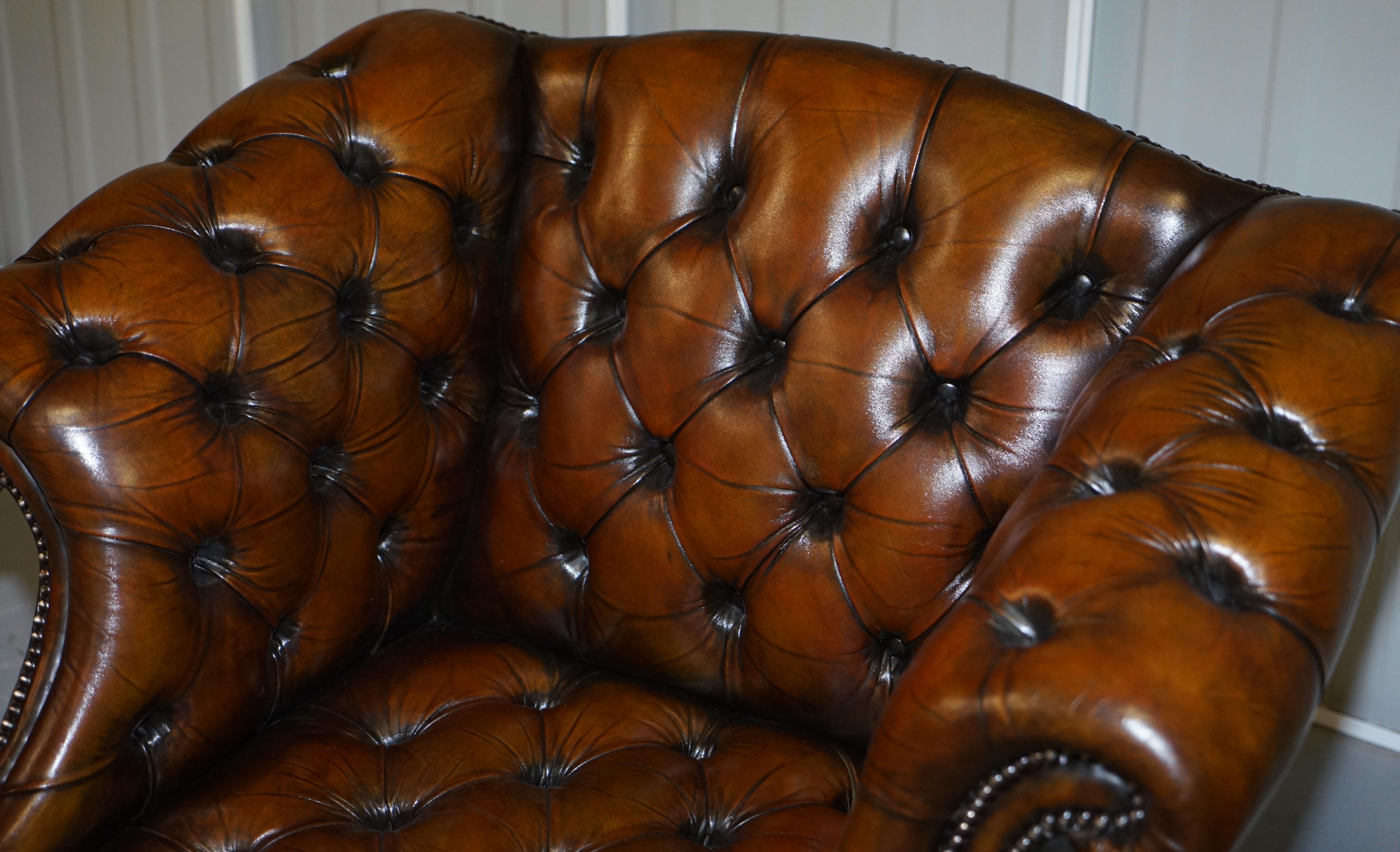 Hand-Crafted Vintage Fully Restored Cigar Brown Leather Chesterfield Hump Back Club Armchair