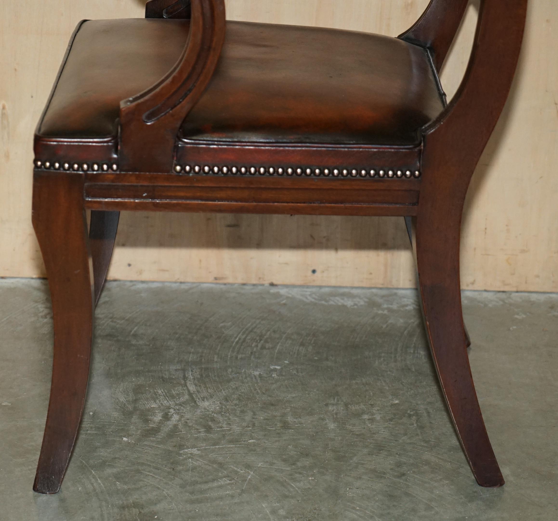 VINTAGE FULLY RESTORED DEEP CIGAR BROWN LEATHER CAPTAINS DESK OFFICE CHAiR 12
