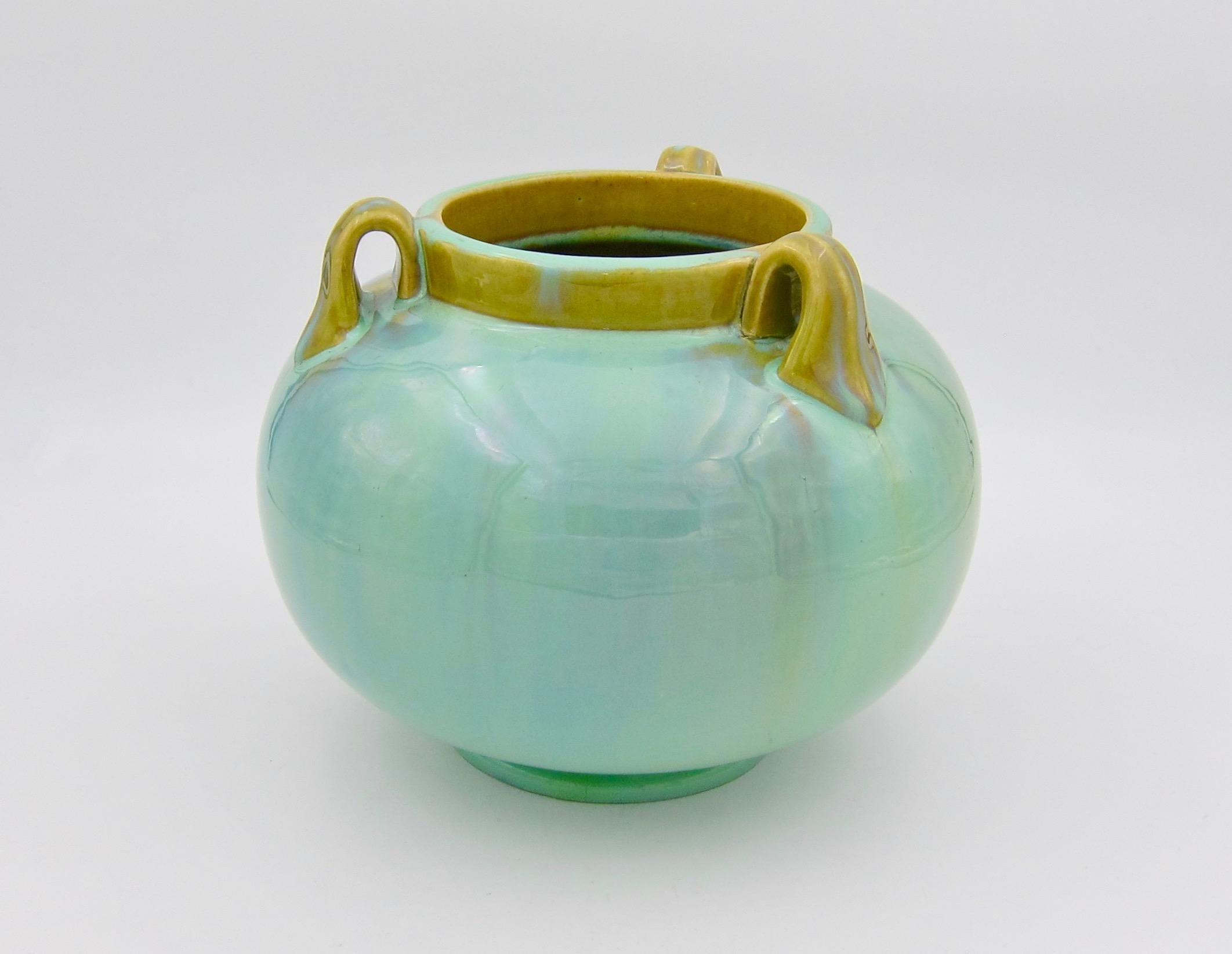 Vintage Fulper Pottery Three Handled Vase with a Flambé Glaze 1