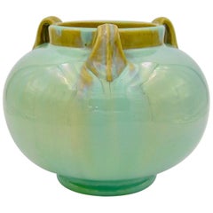 Vintage Fulper Pottery Three Handled Vase with a Flambé Glaze