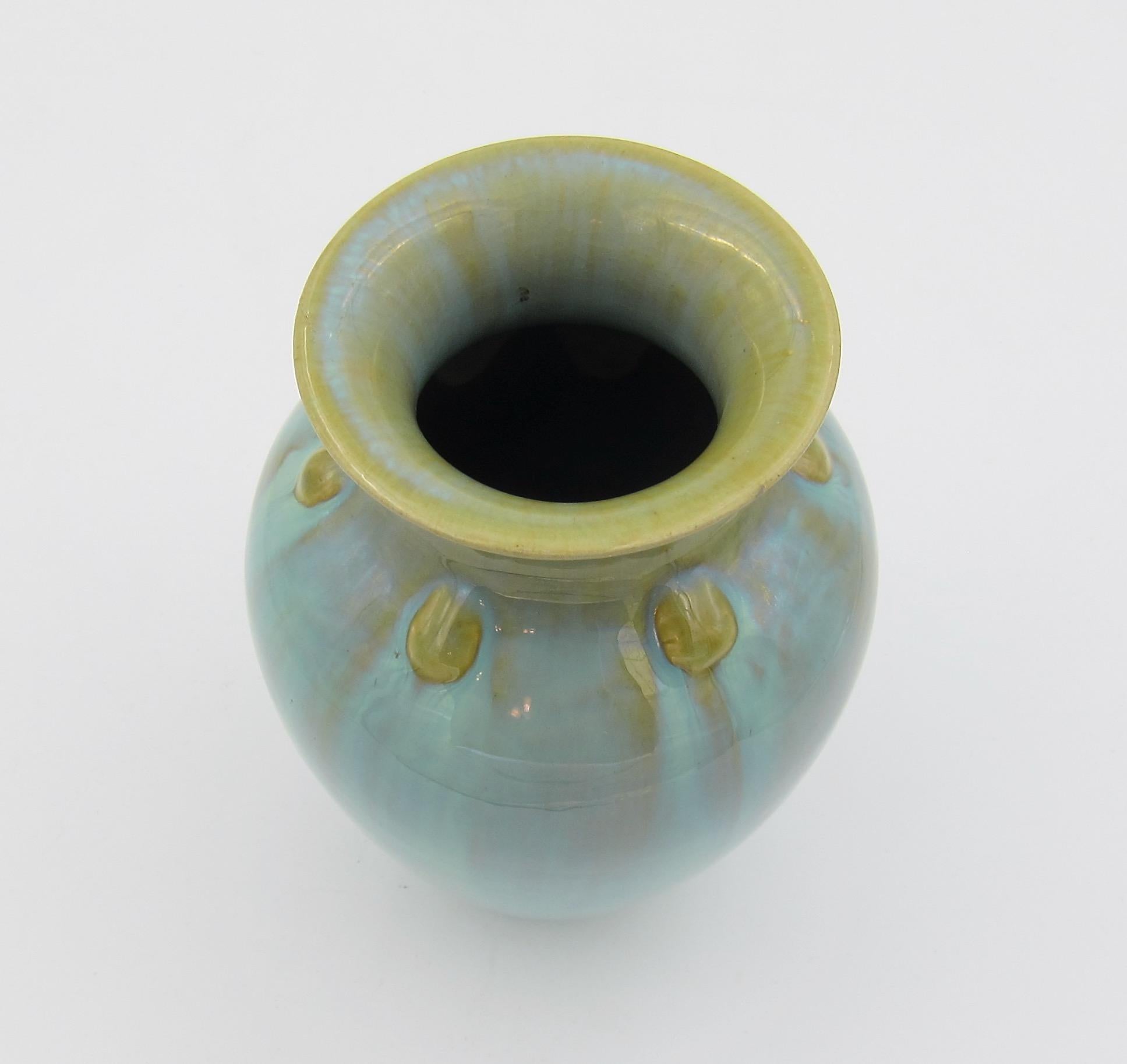 Glazed Vintage Fulper Pottery Vase with a Flambé Glaze