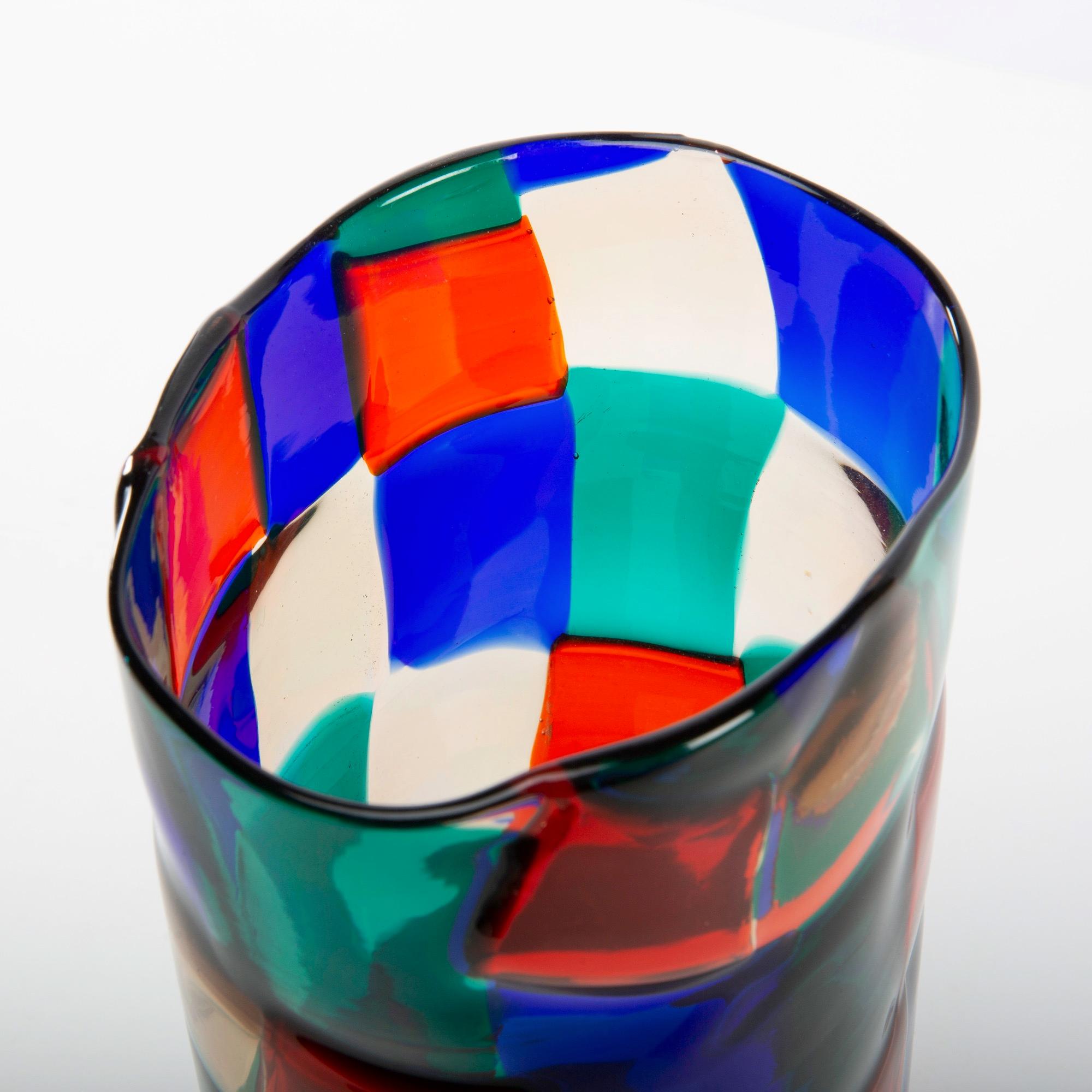 Vintage Fulvio Bianconi for Venini Murano blown glass Pezzato Vase  In Good Condition In Brussels, BE