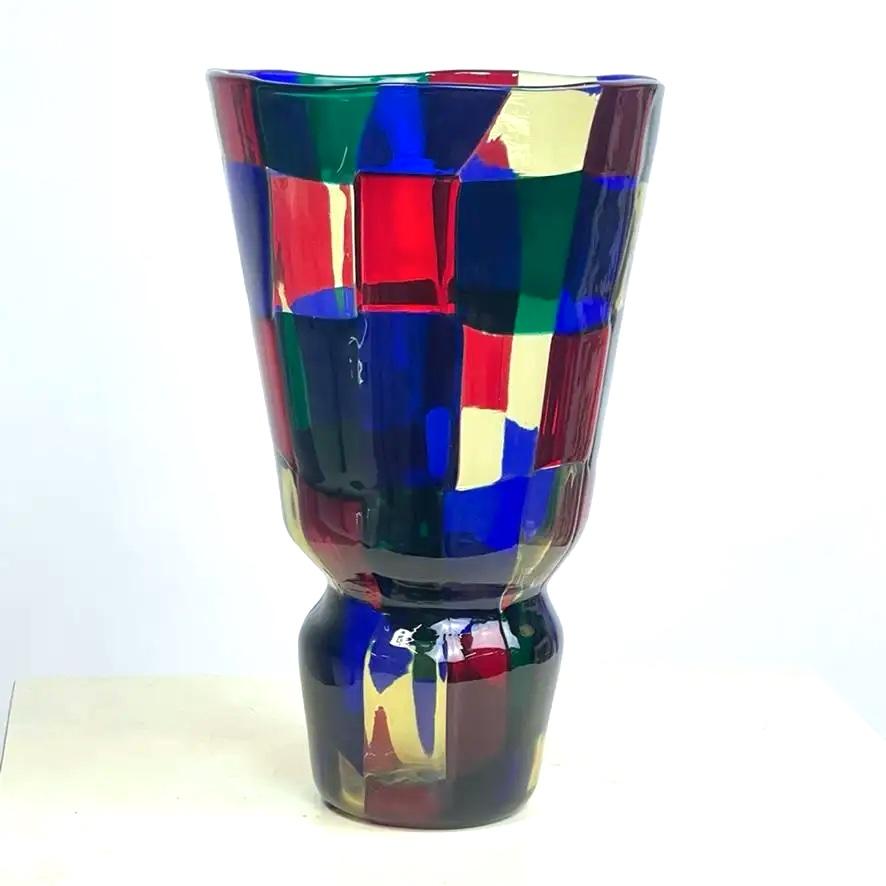 Mid-Century moderno Vaso d'epoca Fulvio Bianconi per Venini Pezzato