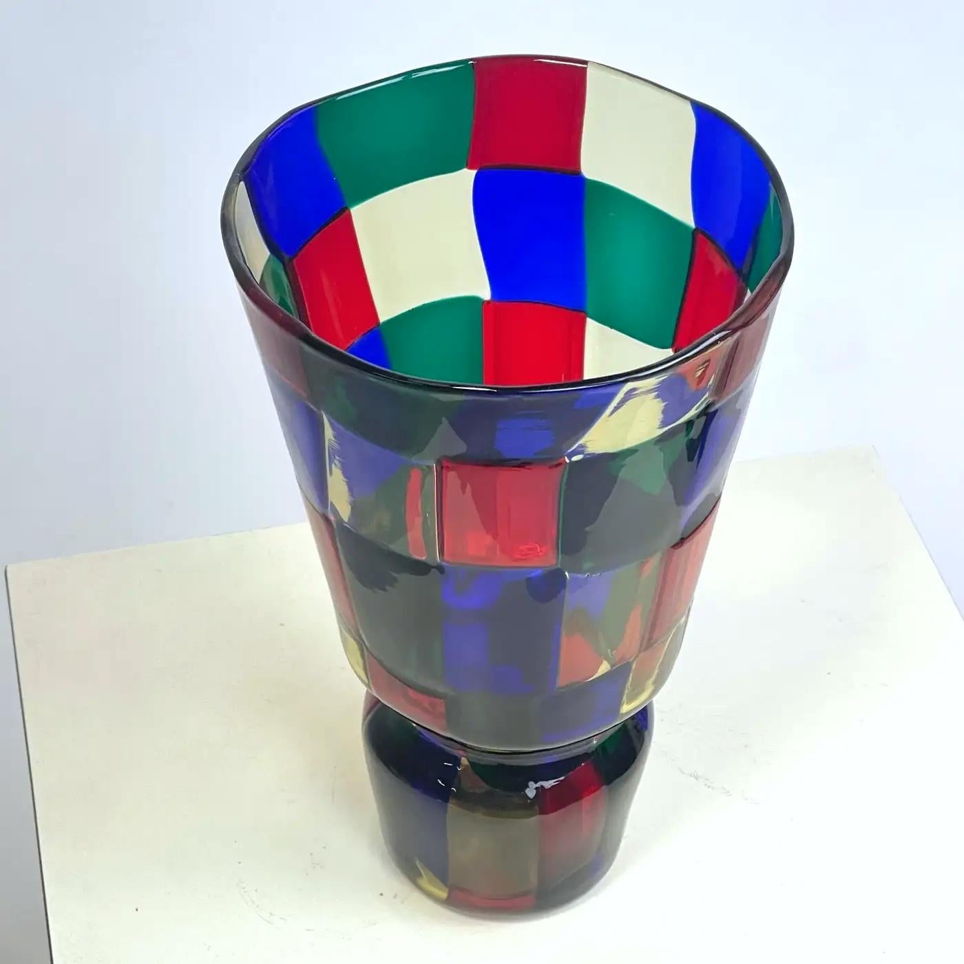 Italiano Vaso d'epoca Fulvio Bianconi per Venini Pezzato