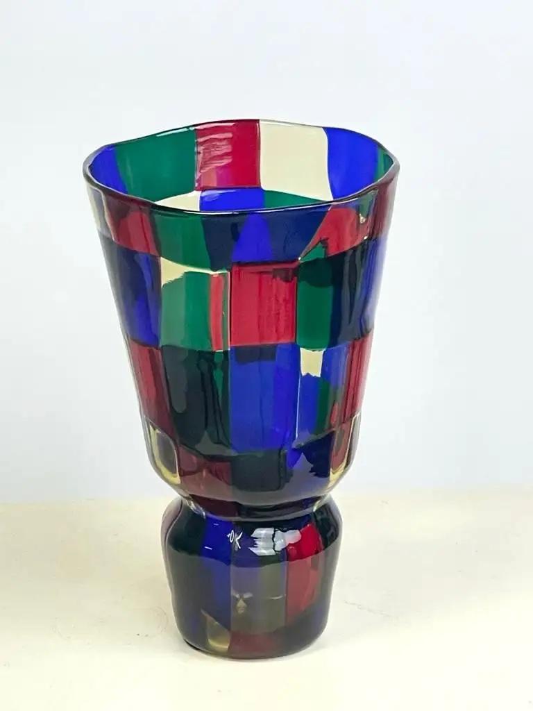 Vetro artistico Vaso d'epoca Fulvio Bianconi per Venini Pezzato