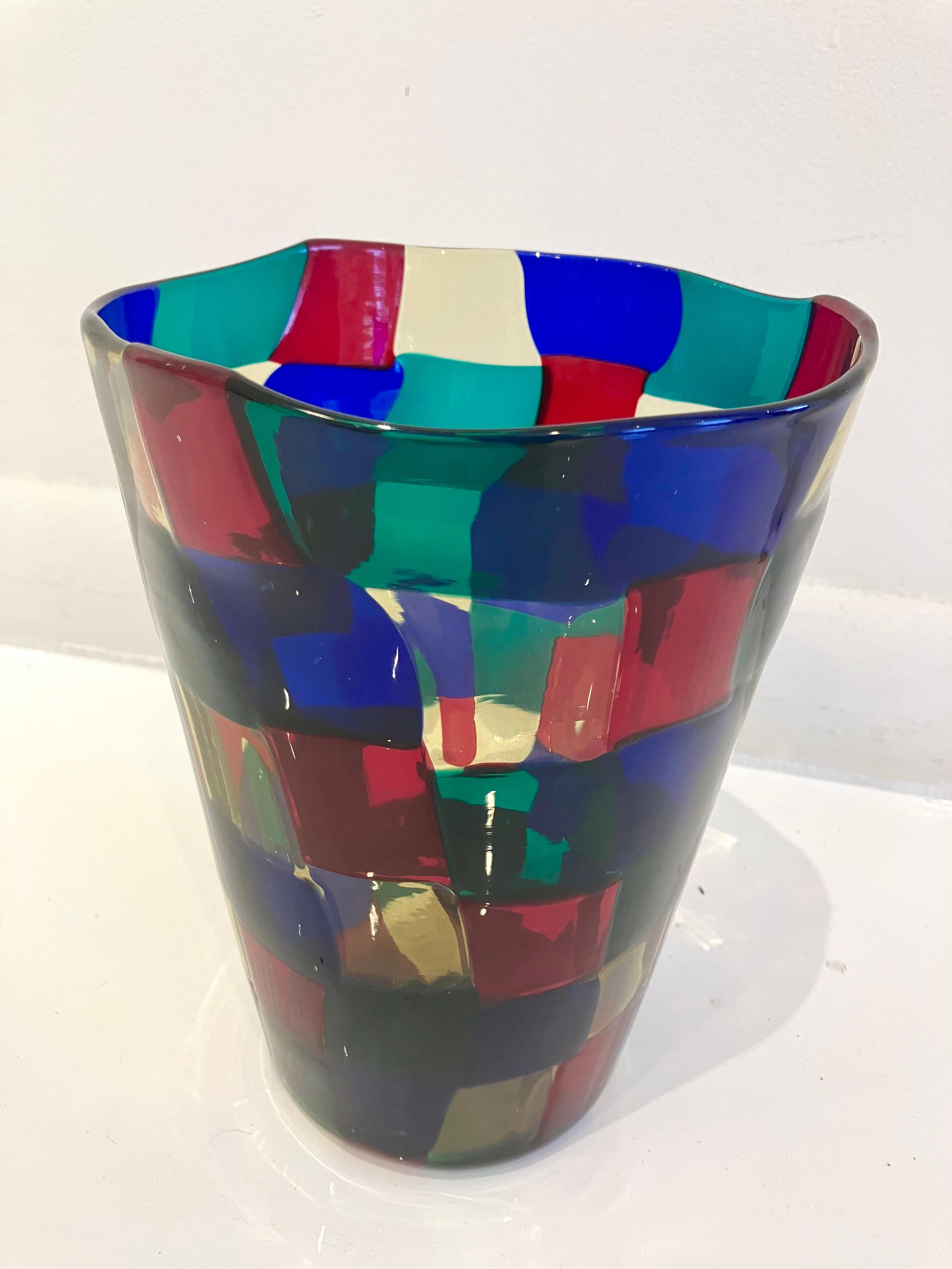 italien Vase vintage Fulvio Bianconi Pezzato pour Venini en vente