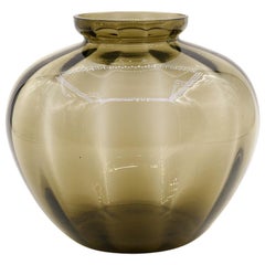 Vintage Fumé Glass Vase, Belgium, 1930s