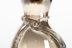 Vintage Fumè Glass Vase with Ribbon, Austria, Mid-1900