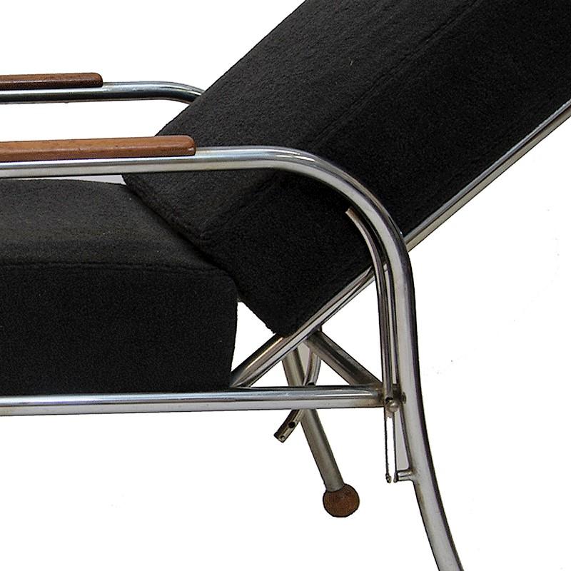 Mid-20th Century Vintage Funkies German Armchair with Footstool, Bauhaus Style 1930`s