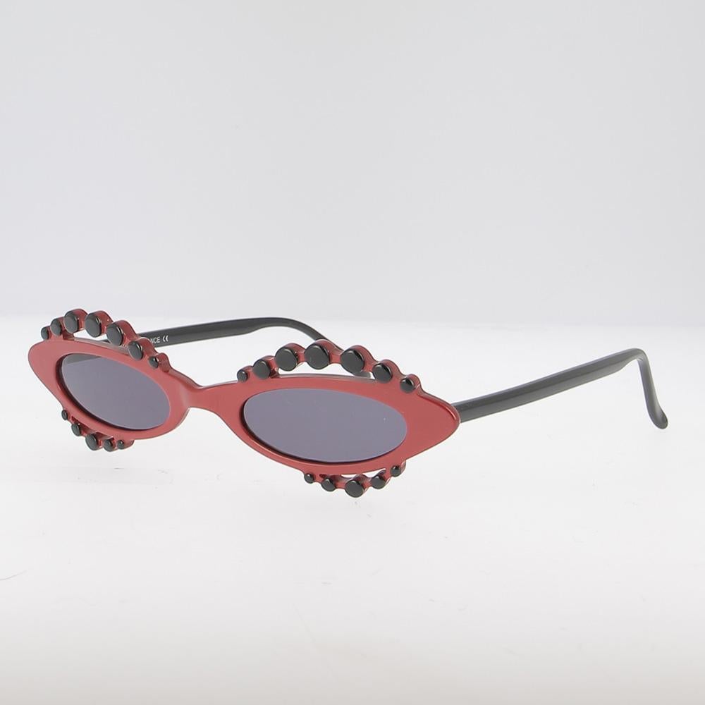 Marron Lunettes de soleil vintage rouge funky - Made in France - 1990 - BOZ en vente