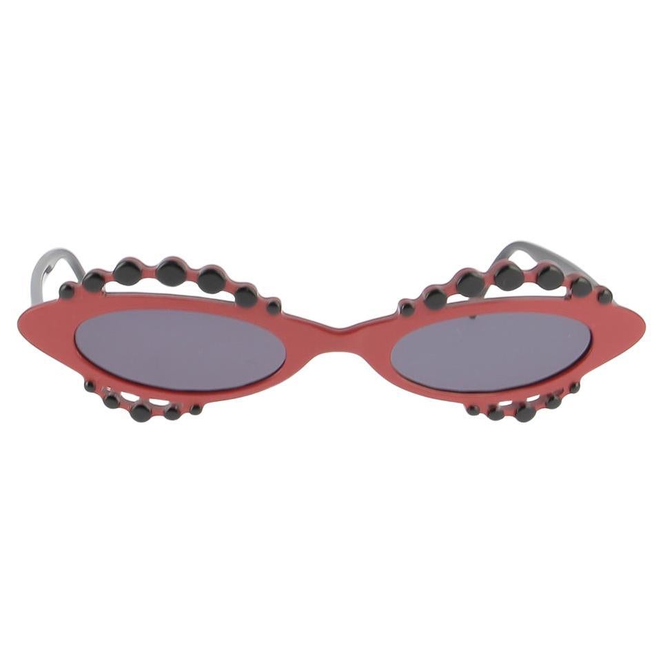 Lunettes de soleil vintage rouge funky - Made in France - 1990 - BOZ en vente