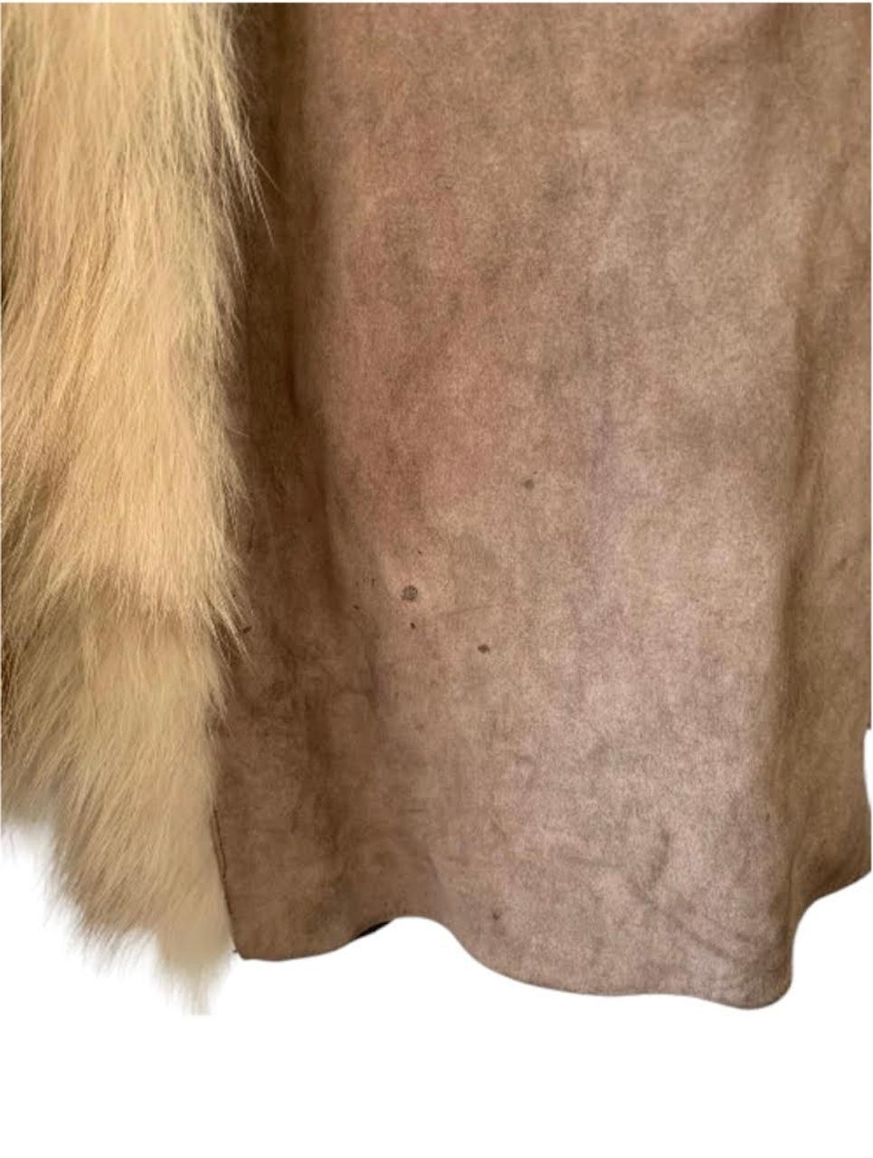 Abrigo de piel vintage Piel de ante marrón con forro y cuello de piel de lince de nutria en venta 4