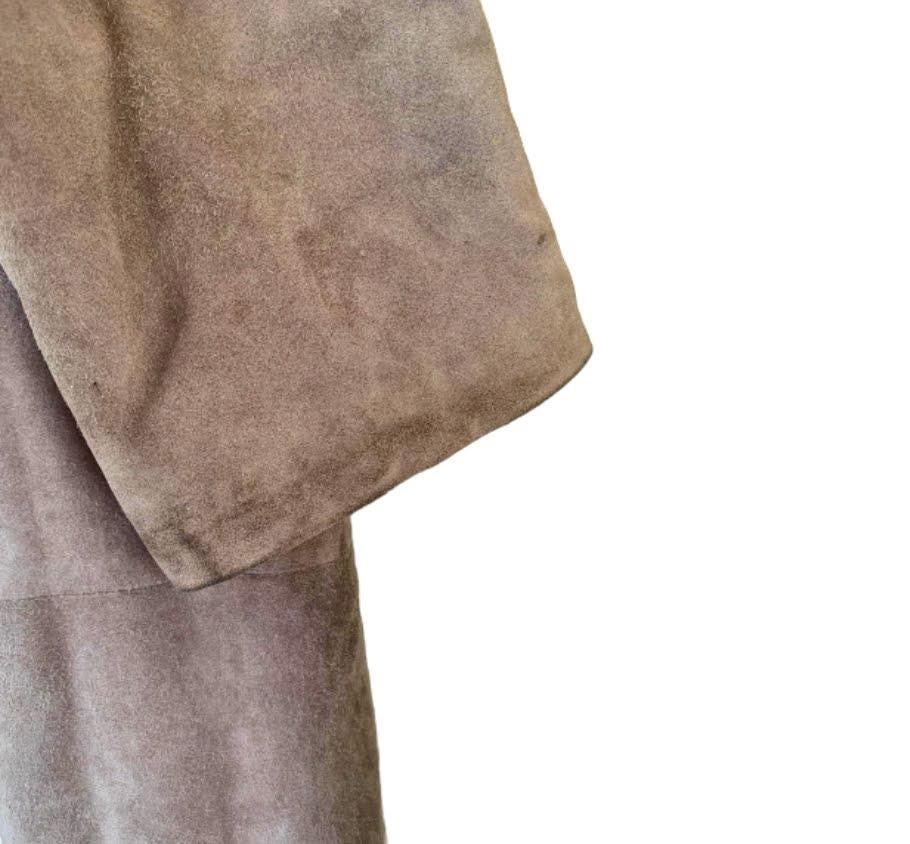 Abrigo de piel vintage Piel de ante marrón con forro y cuello de piel de lince de nutria en venta 5