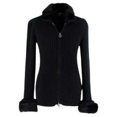 Vintage Fur Trimmed Black Knitted Cardigan