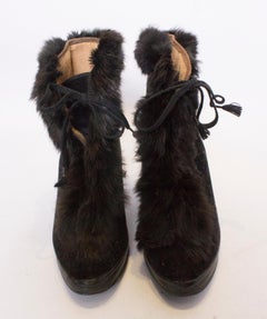 Vintage Fur Trimmed Galoshes Over Shoes.