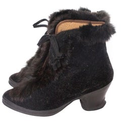 Vintage Fur Trimmed Galoshes Over Shoes. 