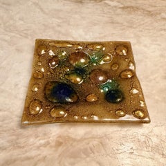 Vintage Fused Art Glass Trinket Dish or Ashtray Felipe Delfinger Feders
