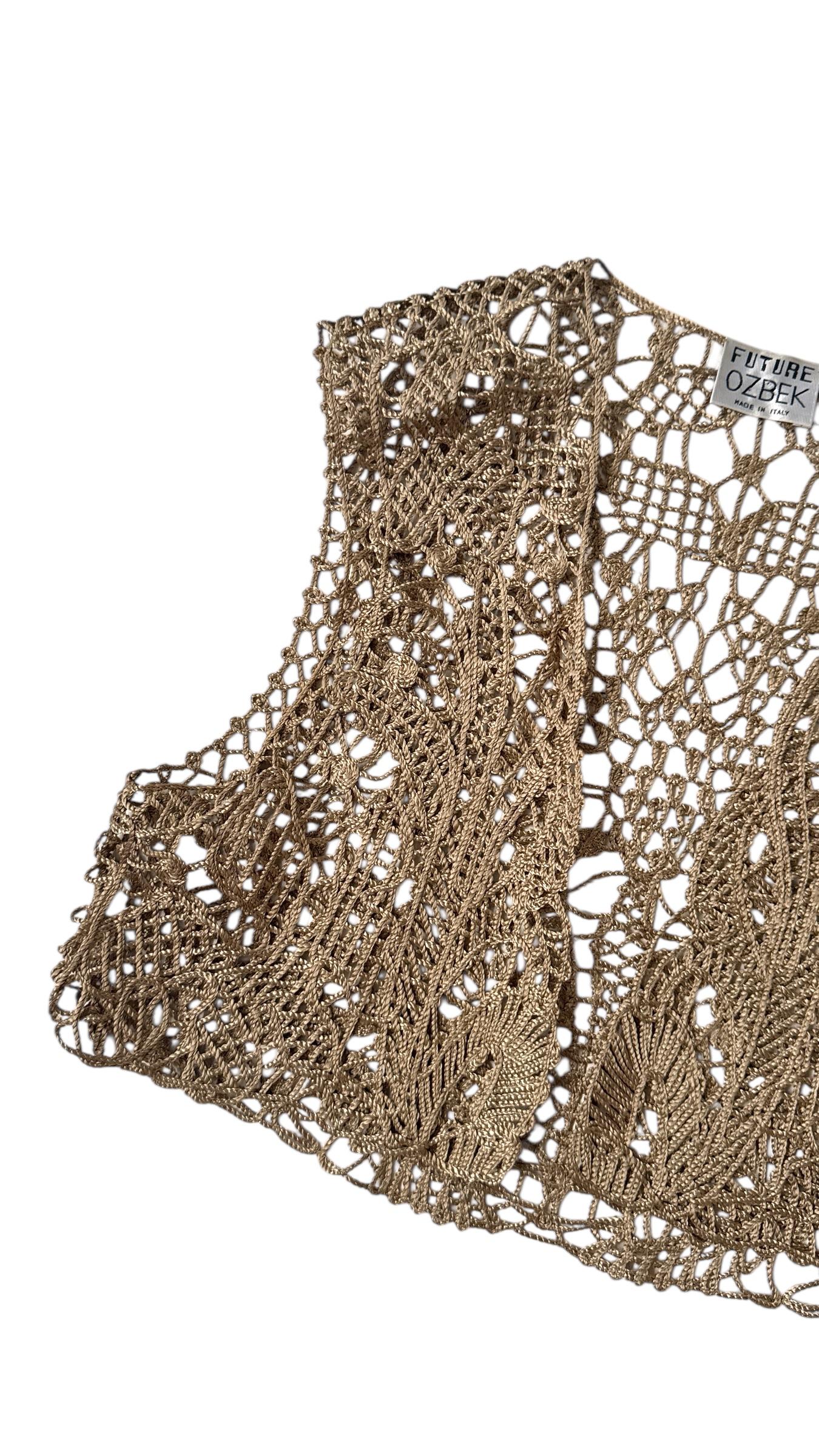 Vintage Future Ozbek Gold Metallic Crochet Vest im Zustand „Gut“ im Angebot in Milano, IT
