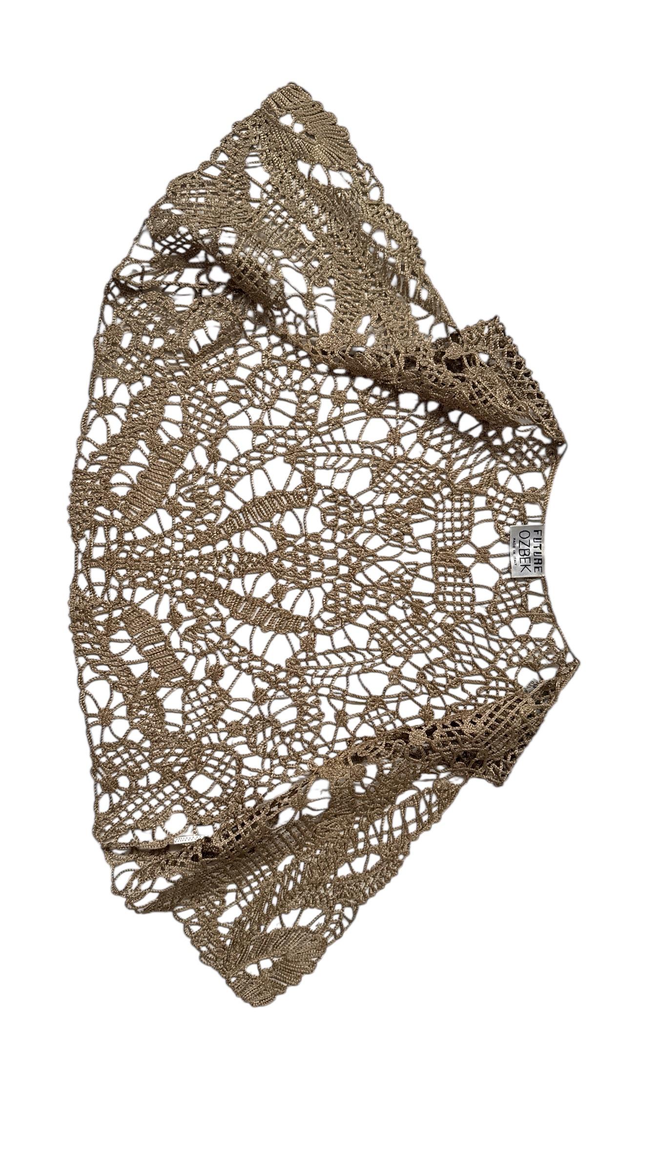 Vintage Future Ozbek Gold Metallic Crochet Vest im Angebot 1