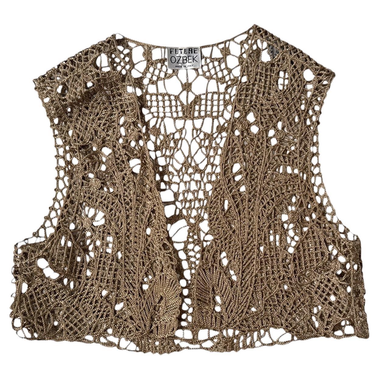Vintage Future Ozbek Gold Metallic Crochet Vest