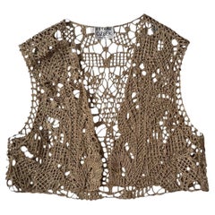 Vintage Future Ozbek Gold Metallic Crochet Vest
