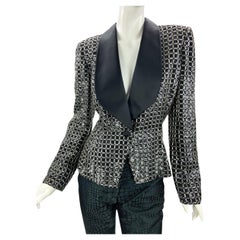 Vintage FW 1992 Giorgio Armani Black Label Beaded Evening Tuxedo Jacket It 42