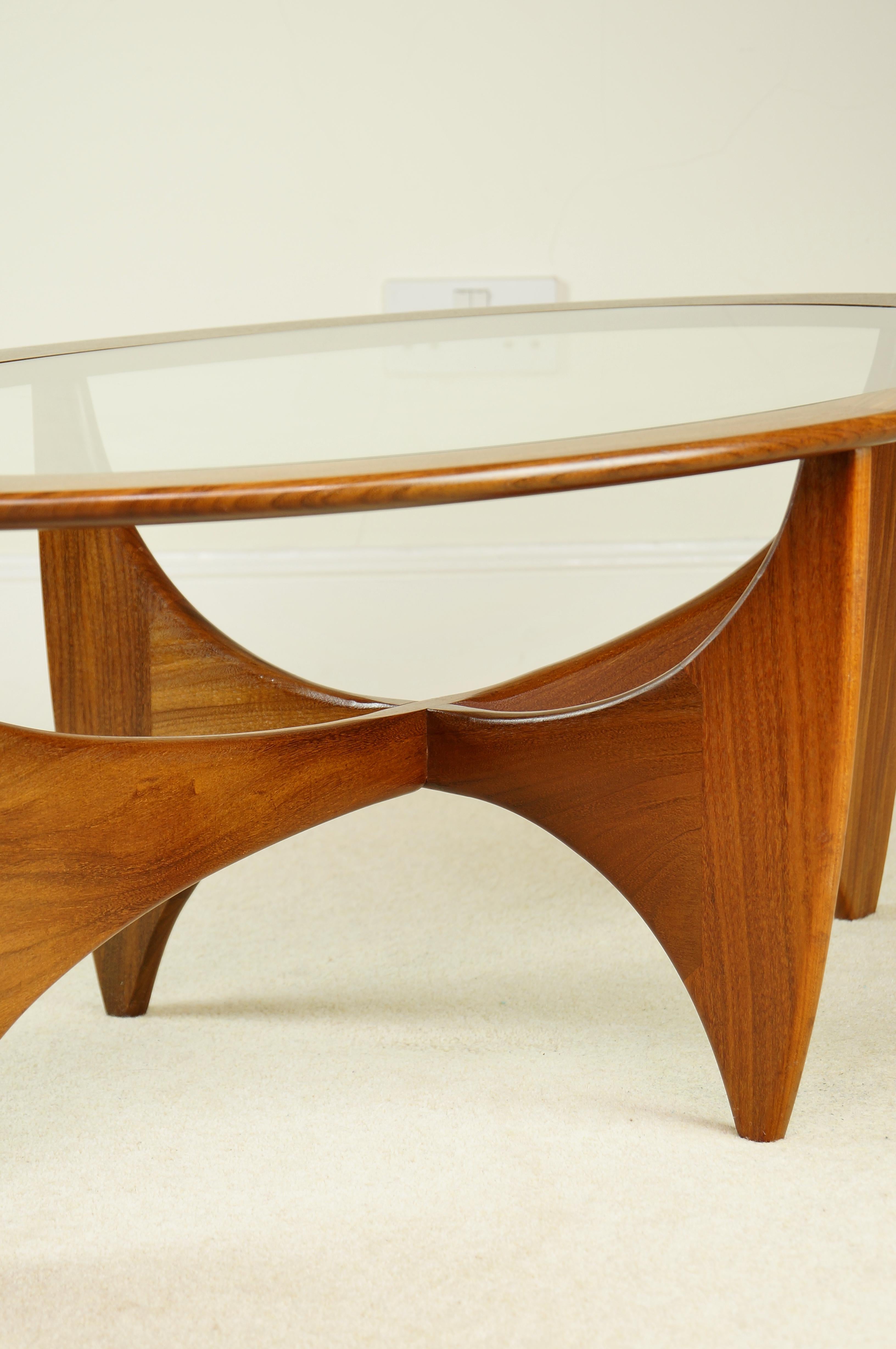 Vintage G Plan Astro Teak and Glass Oval Coffee Table, Retro 1960s Midcentury 6
