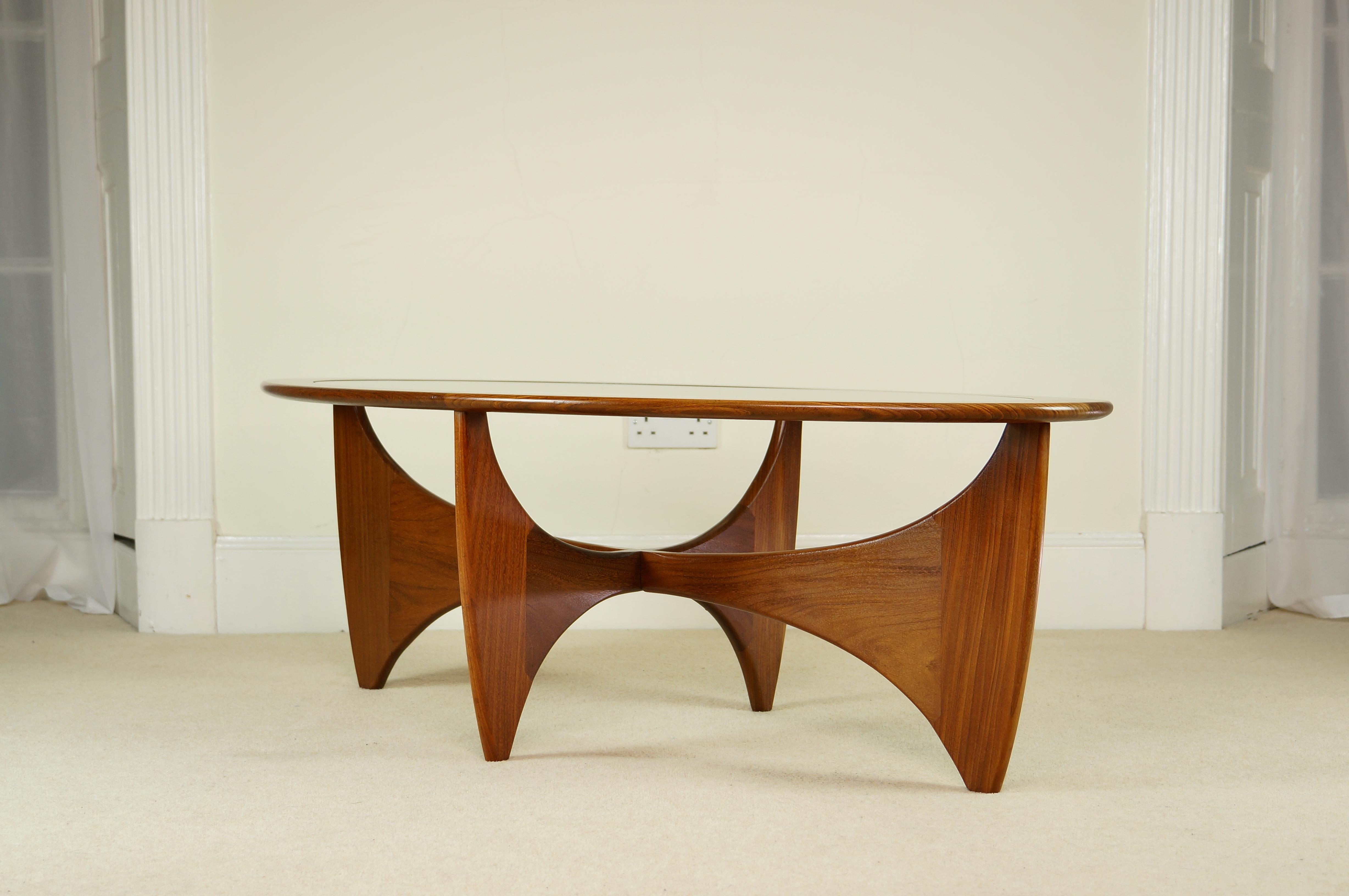British Vintage G Plan Astro Teak and Glass Oval Coffee Table, Retro 1960s Midcentury