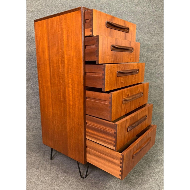 Vintage G Plan British MidCentury Modern Teak Highboy Dresser at