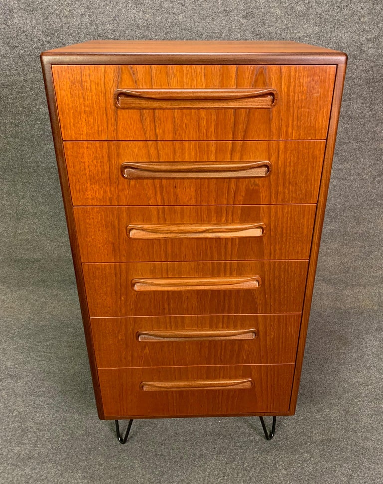 Vintage G Plan British MidCentury Modern Teak Highboy Dresser For Sale at 1stDibs