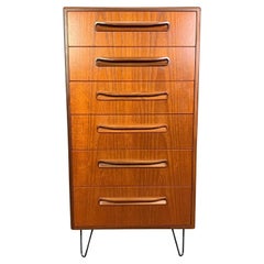 Vintage G Plan British Mid-Century Modern Teak Highboy Dresser