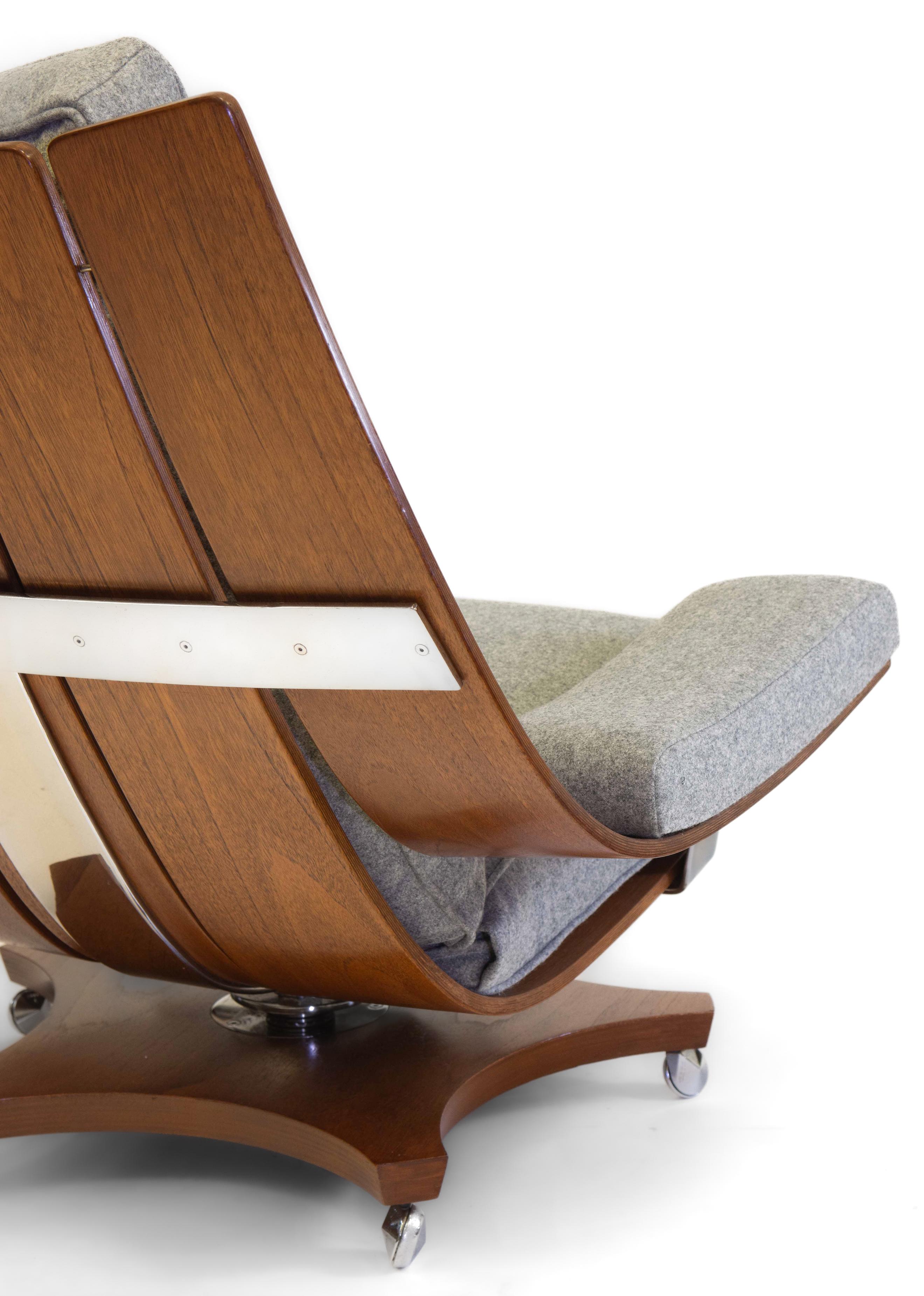 20th Century Vintage G Plan Housemaster Swivel Lounger Armchair Teak Chrome Wool No 2 For Sale