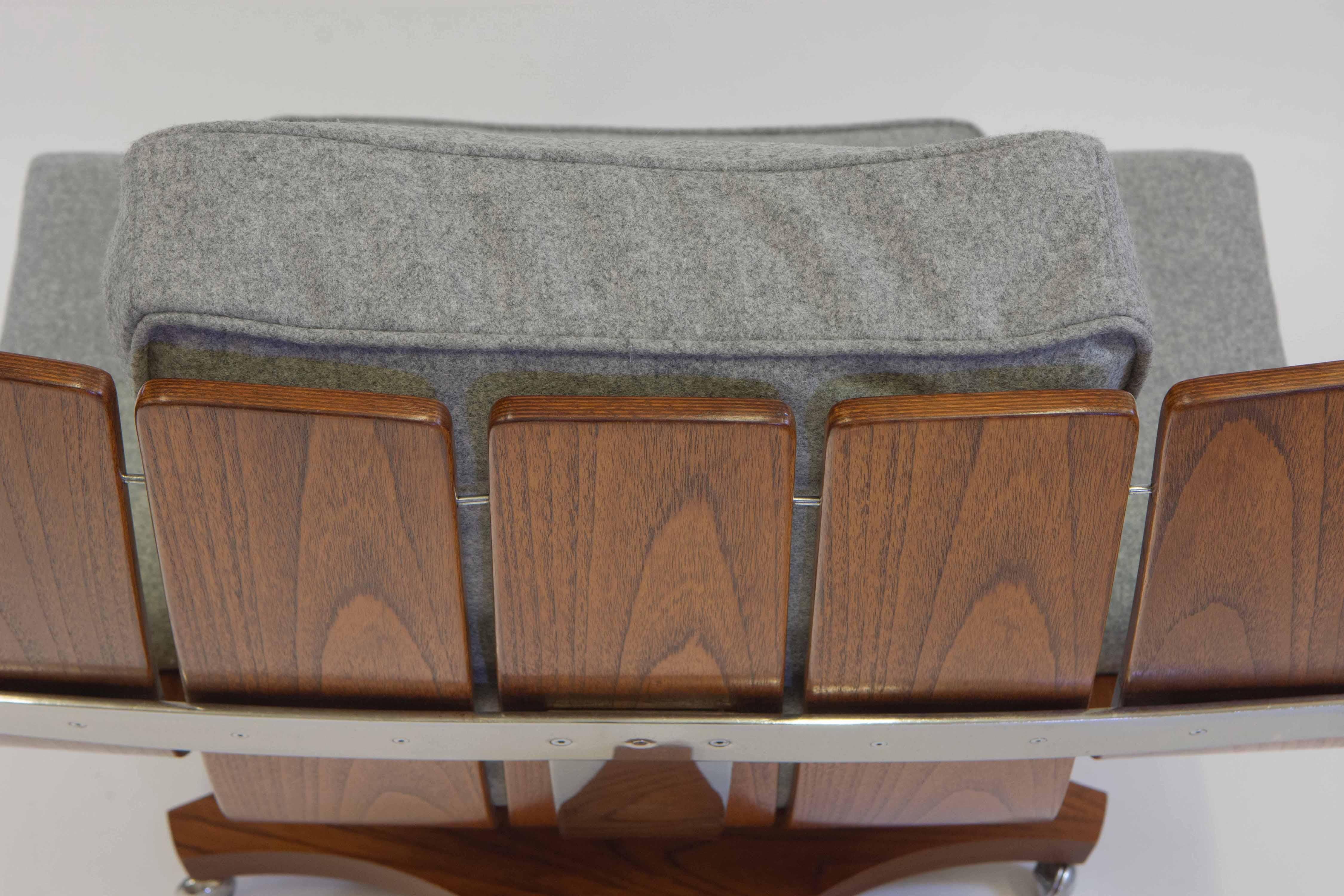 Veneer Vintage G Plan Housemaster Swivel Lounger Armchair Teak Chrome Wool No1 For Sale