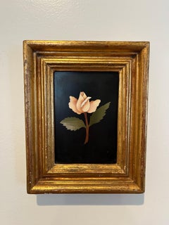 Vintage G. Ugolini Arte Floral de PIETRA DURA en Marco Dorado, Italia