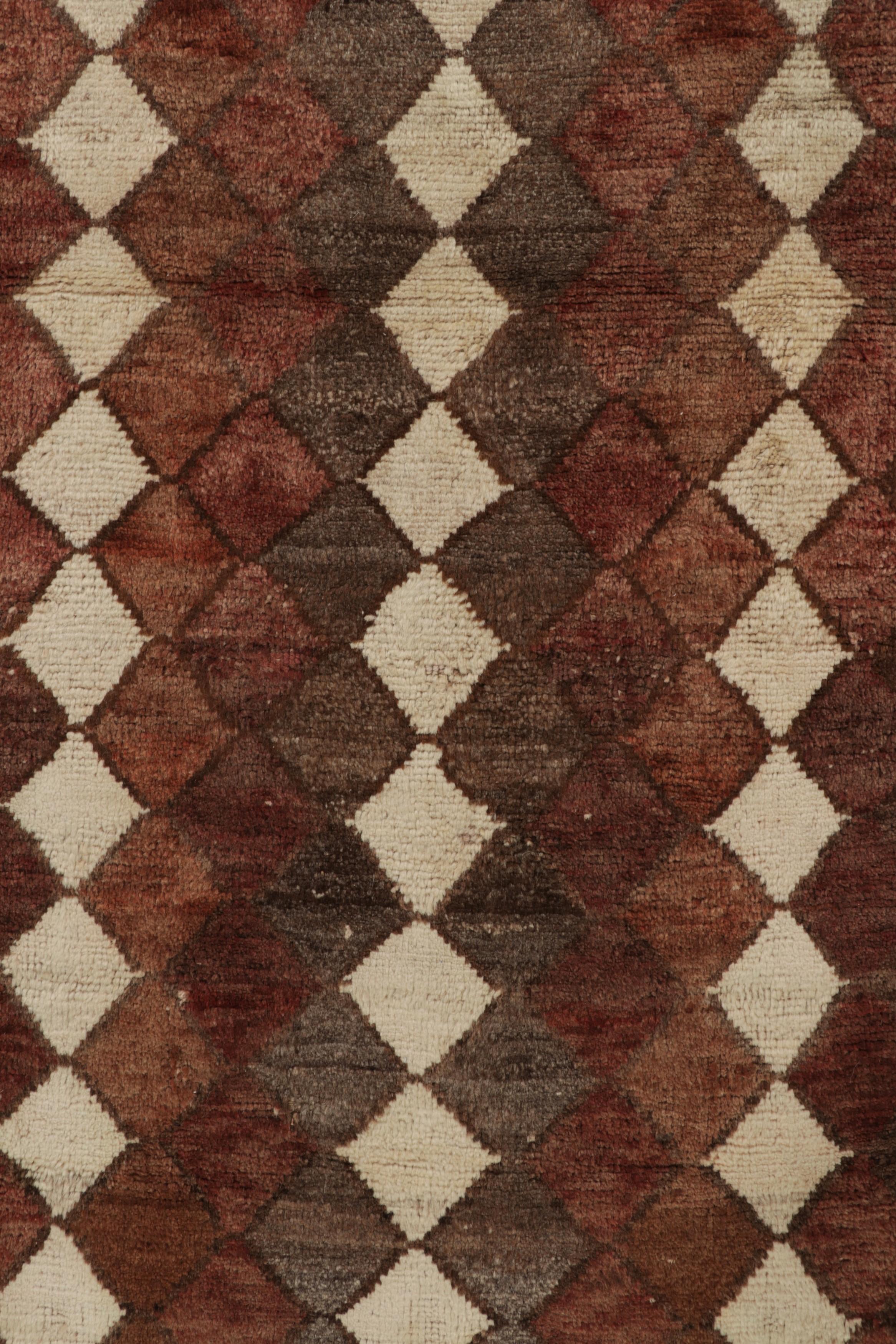 Noué à la main Gabbeh persan vintage, marron et beige avec motifs de diamants - Rug & Kilim en vente