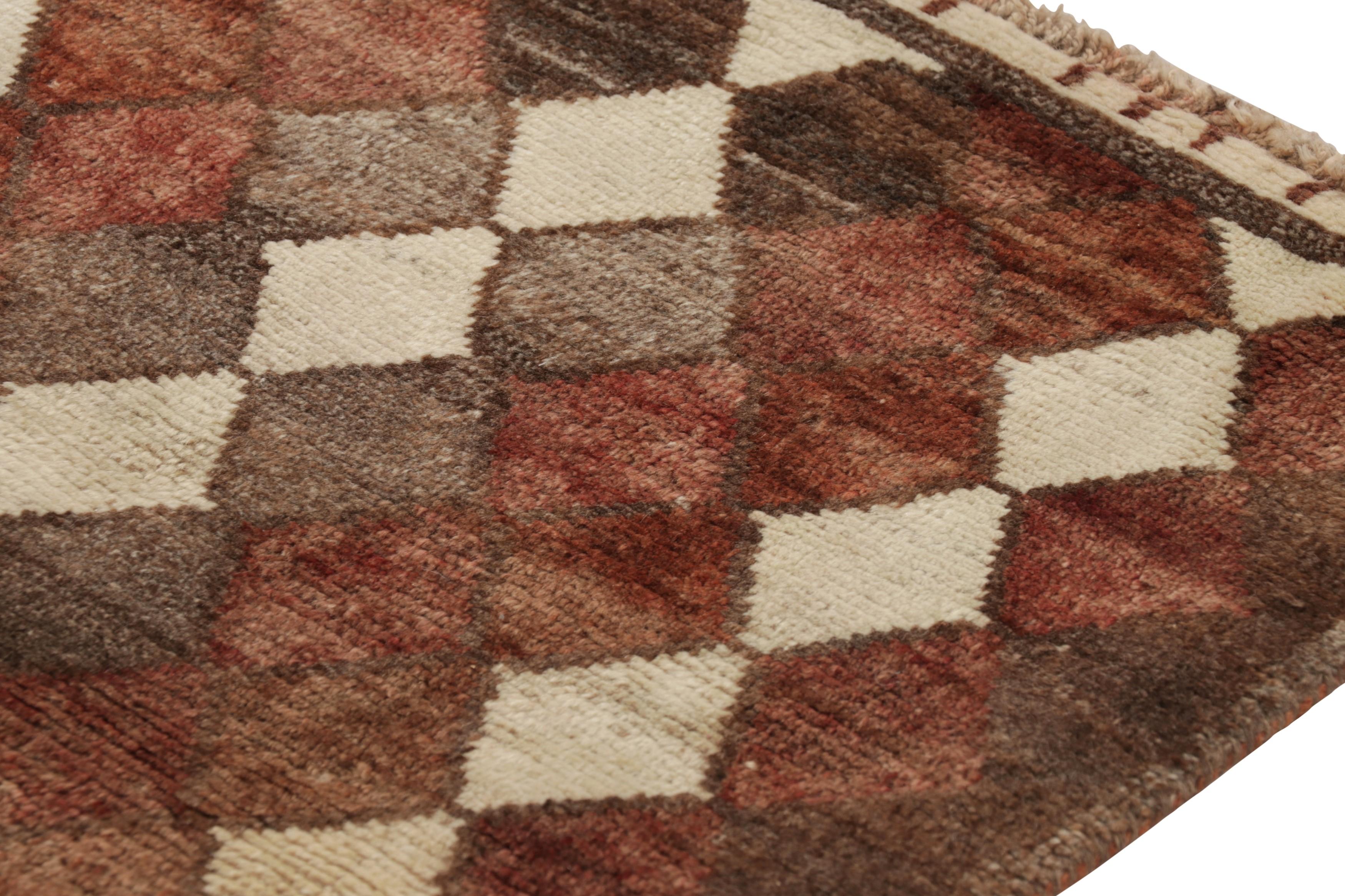 Laine Gabbeh persan vintage, marron et beige avec motifs de diamants - Rug & Kilim en vente