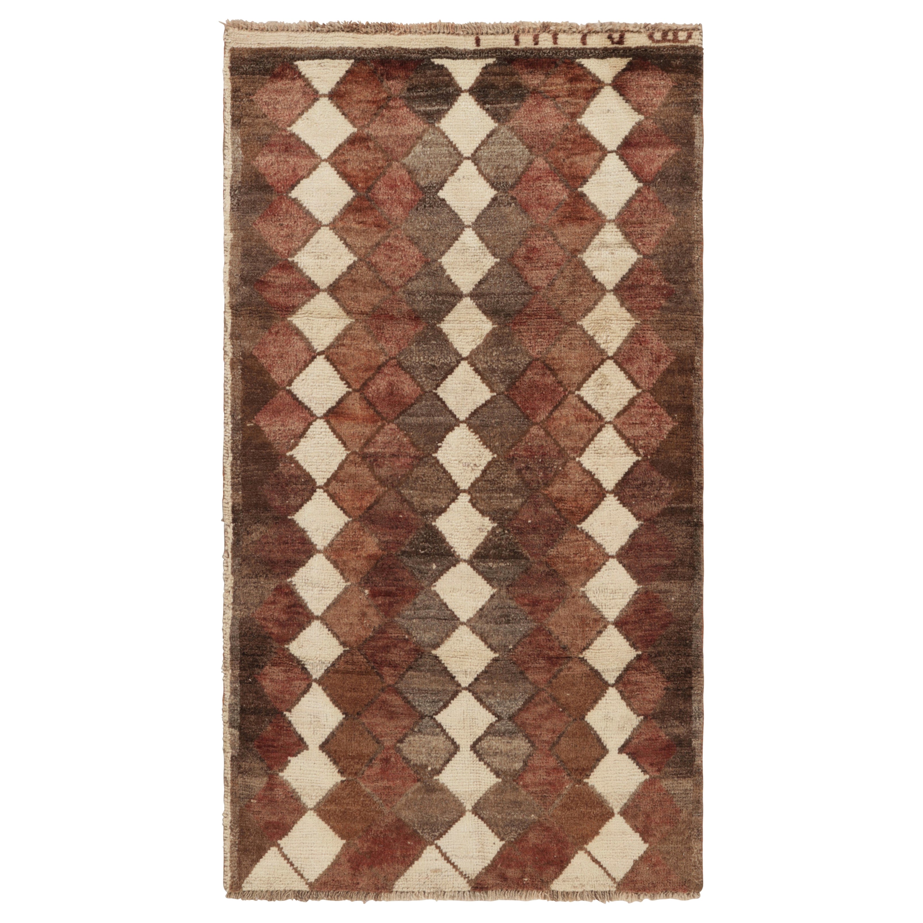 Vintage Gabbeh Persisch, Braun und Beige mit Rautenmustern - Rug & Kilim