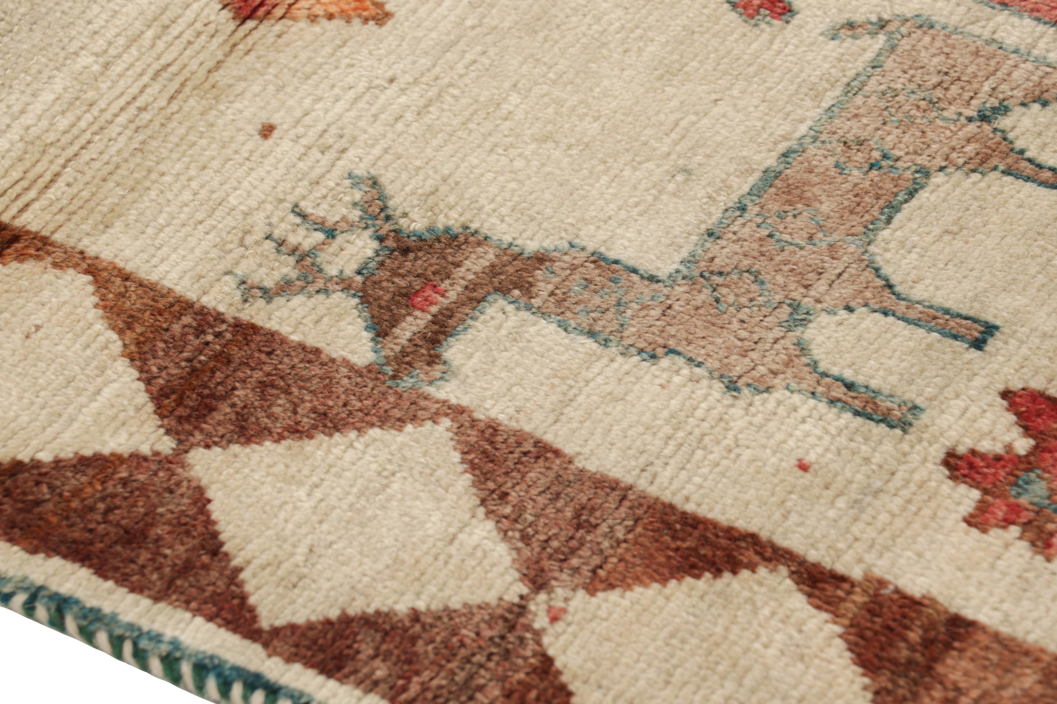 Vintage Gabbeh Perserteppich, Beige mit bunten Tierbildern - Rug & Kilim (Türkisch) im Angebot
