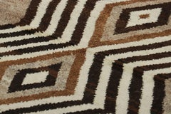 Vintage Gabbeh Persian Rug, Brown & Cream with Geometric Patterns - Rug & Kilim