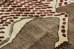 Vintage Gabbeh Persian Rug, Cream and Brown with Leopard Pictorial - Rug & Kilim