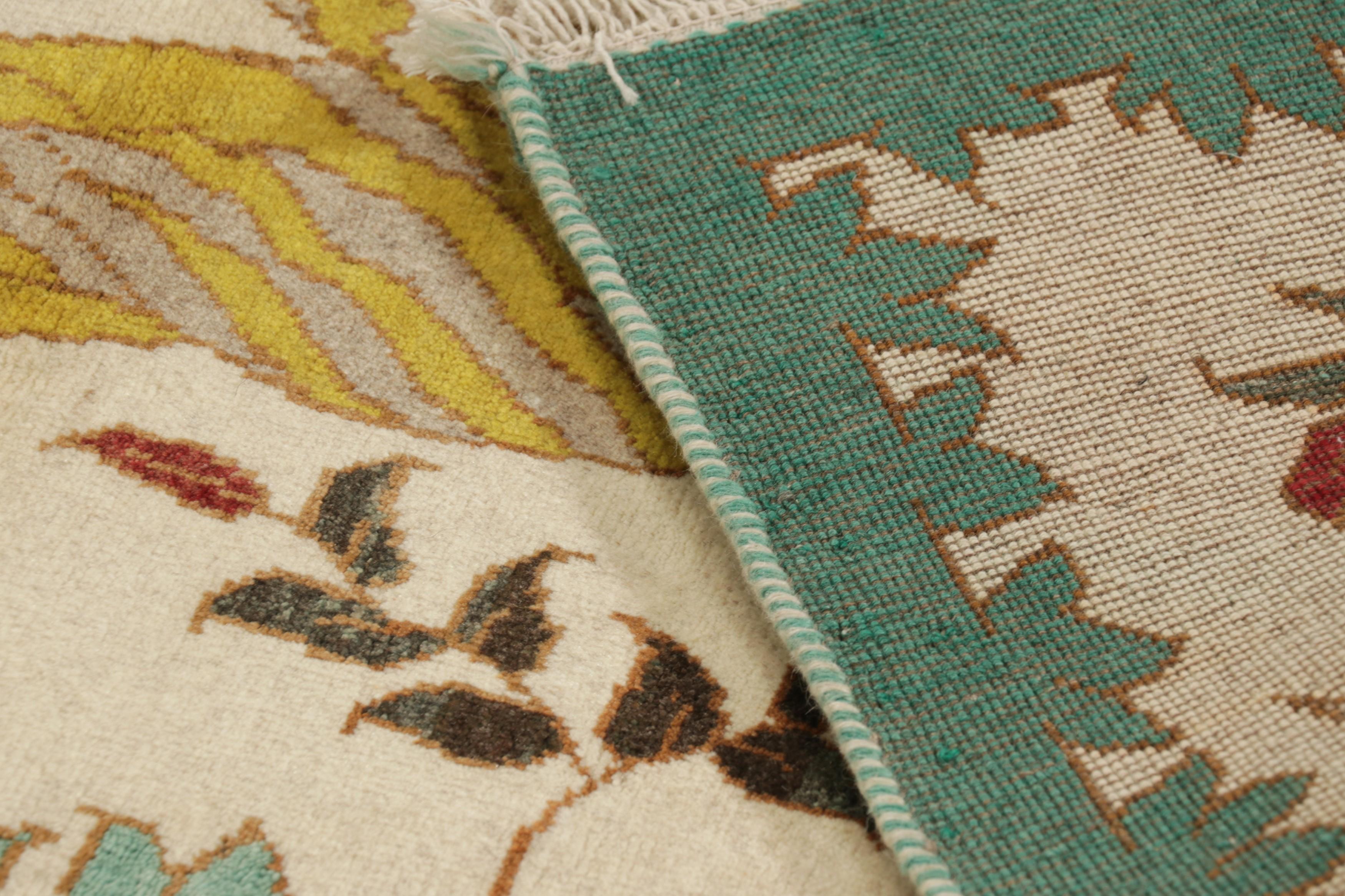 Lana Tappeto persiano Gabbeh vintage, crema con leone dorato - Rug & Kilim in vendita