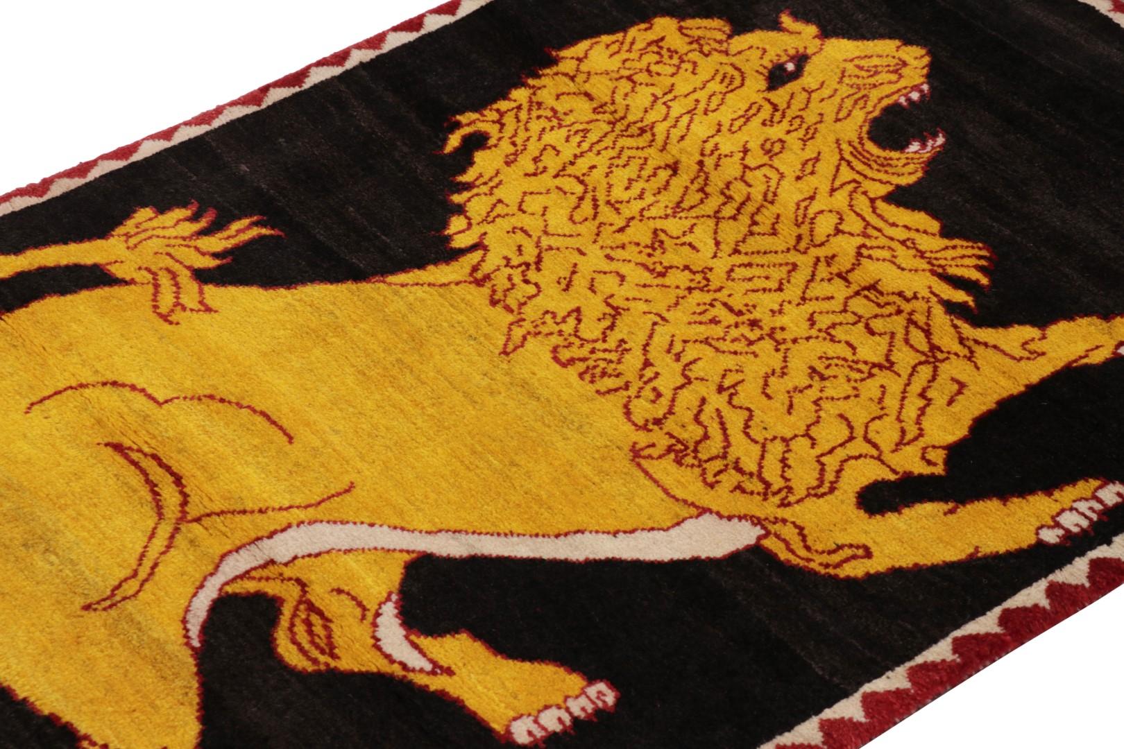 This vintage 3x5 Persian Gabbeh rug is the latest grand entry to Rug & Kilim’s curation of rare tribal pieces. Hand-knotted in wool circa 1950-1960.

On the Design: 

This vintage Gabbeh rug is a brilliant specimen of rustic tribal artistry and