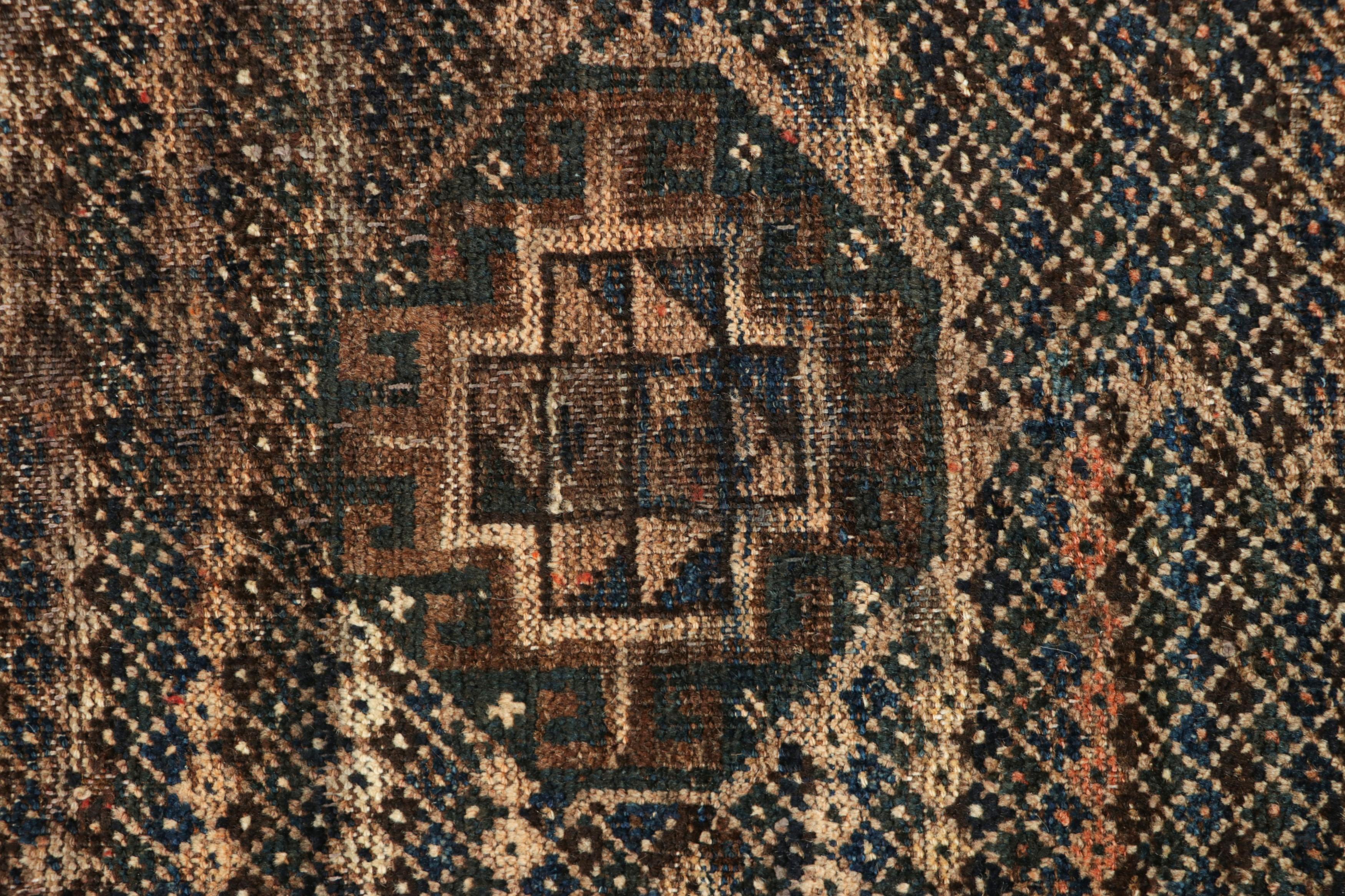 Tribale Tappeto persiano Gabbeh vintage in beige-marrone con motivi geometrici - Rug & Kilim in vendita