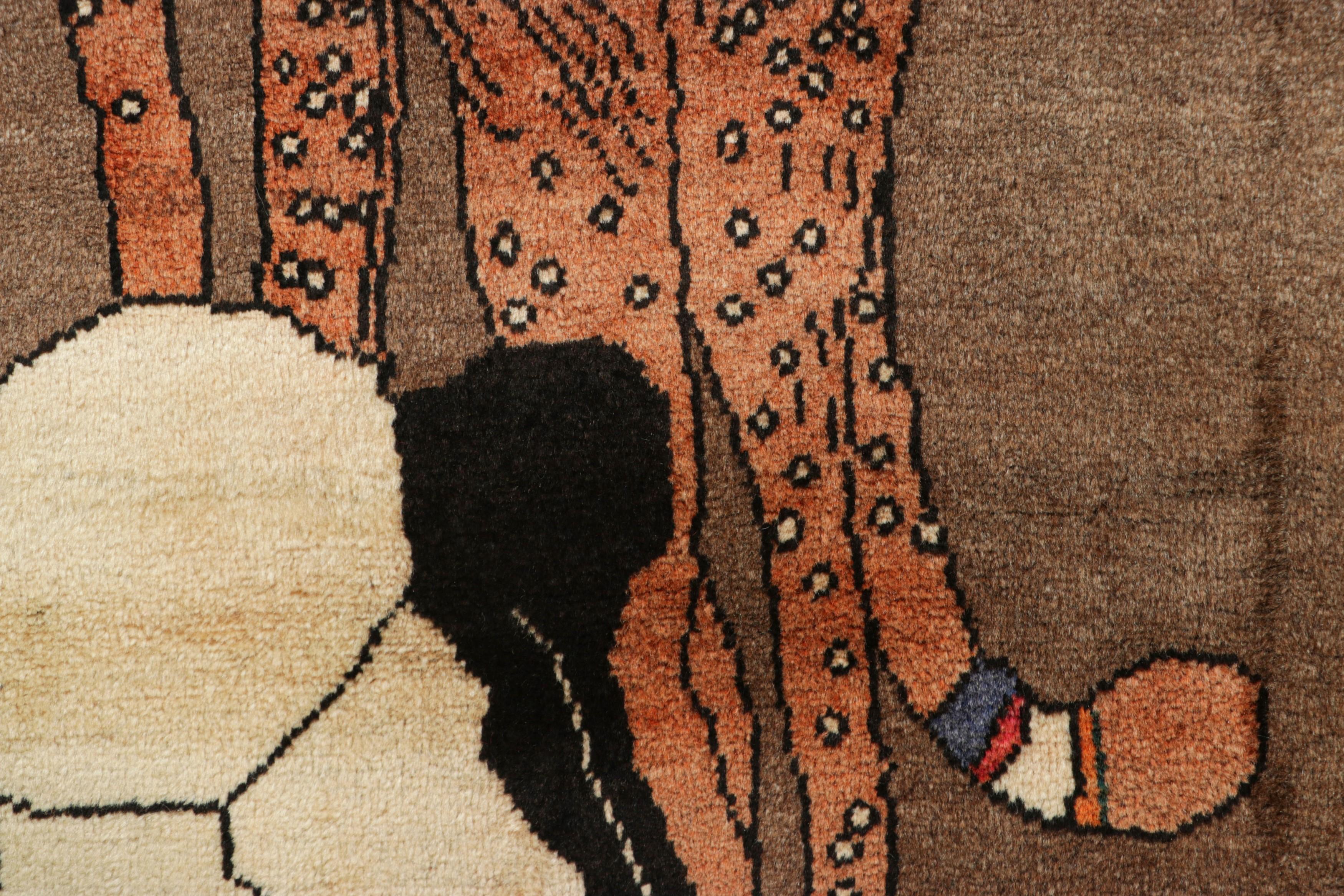Vintage Gabbeh Perserteppich in Braun mit Gepardenmotiv - Rug & Kilim (Stammeskunst) im Angebot