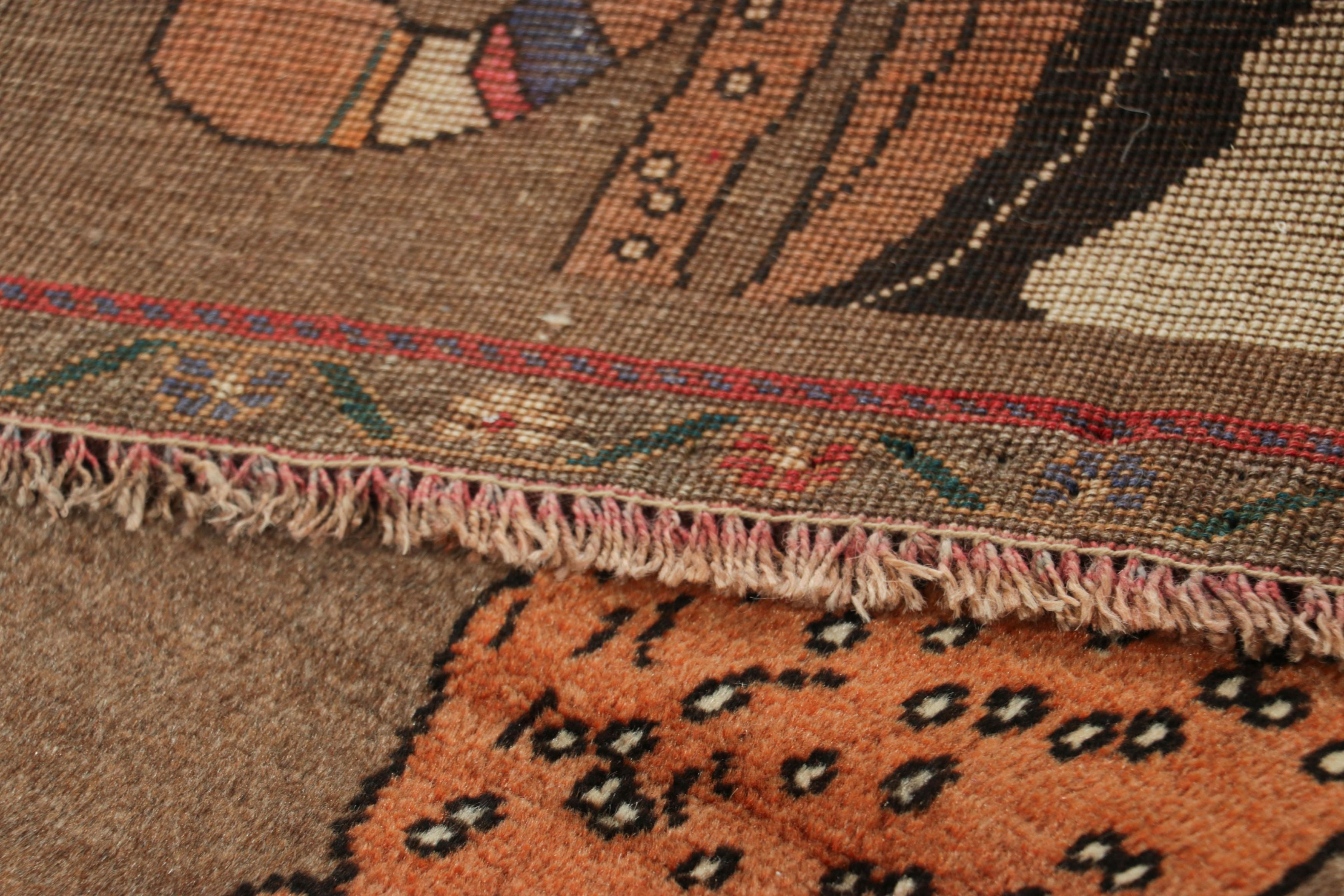 Vintage Gabbeh Perserteppich in Braun mit Gepardenmotiv - Rug & Kilim (Mitte des 20. Jahrhunderts) im Angebot
