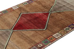 Vintage Gabbeh Persian Rug in Brown with Diamond Medallions - Rug & Kilim