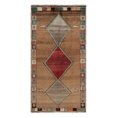 Vintage Gabbeh Persian Rug in Brown with Diamond Medallions - Rug 
Kilim