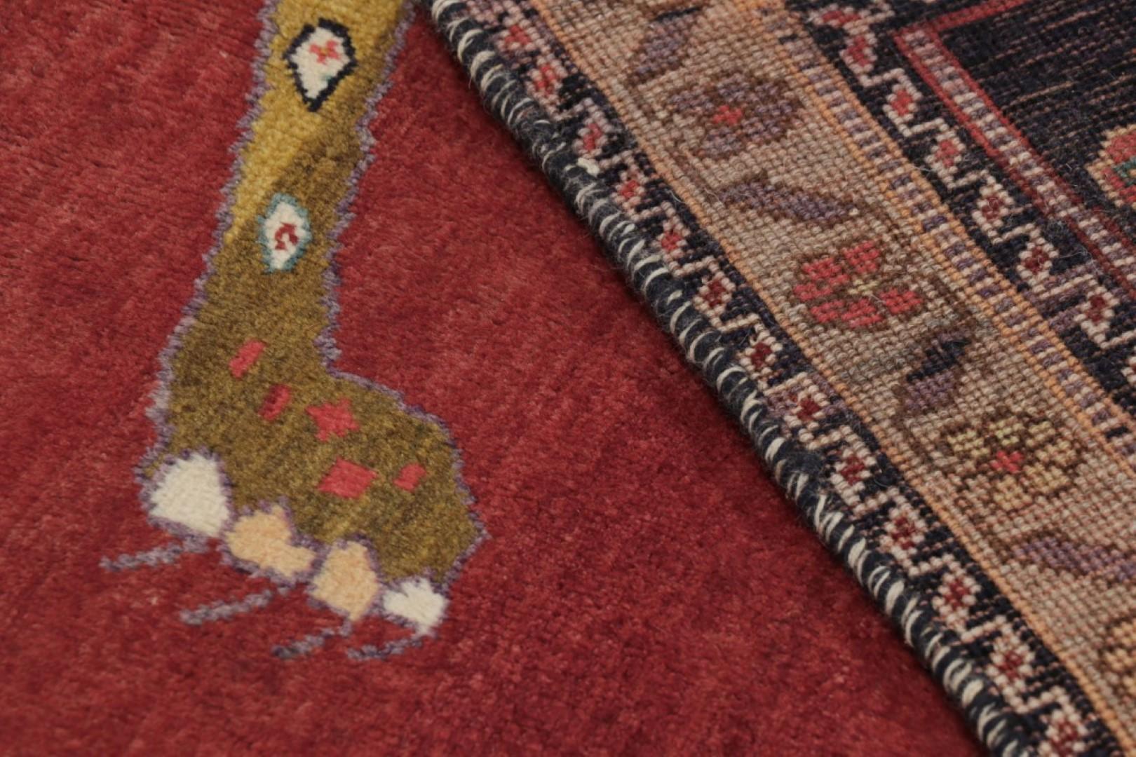 Vintage Gabbeh Persian Rug in Red with Lion Pictorial - Rug & Kilim For Sale 1