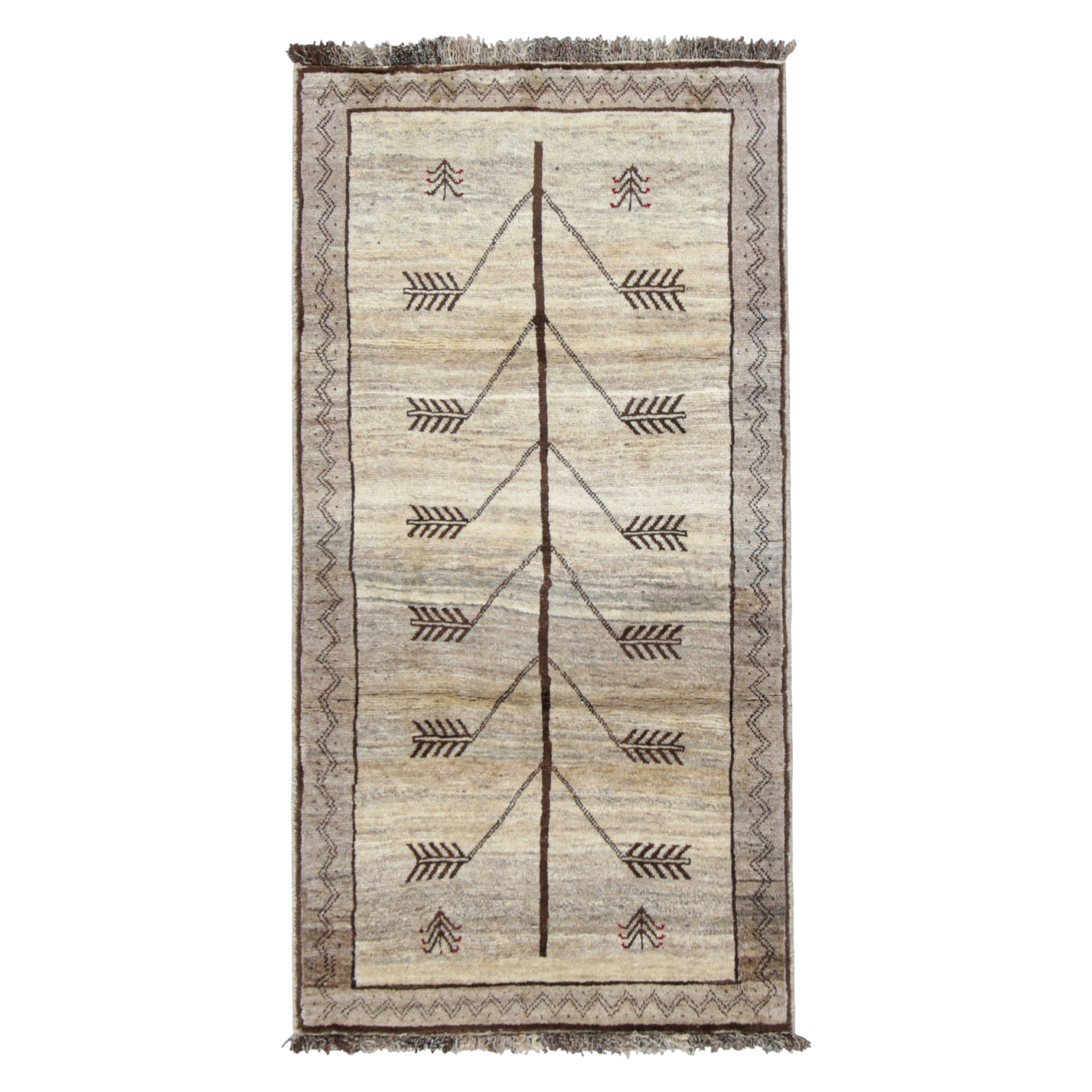 Alfombra persa Gabbeh vintage en color topo con motivos geométricos - Rug 
Kilim