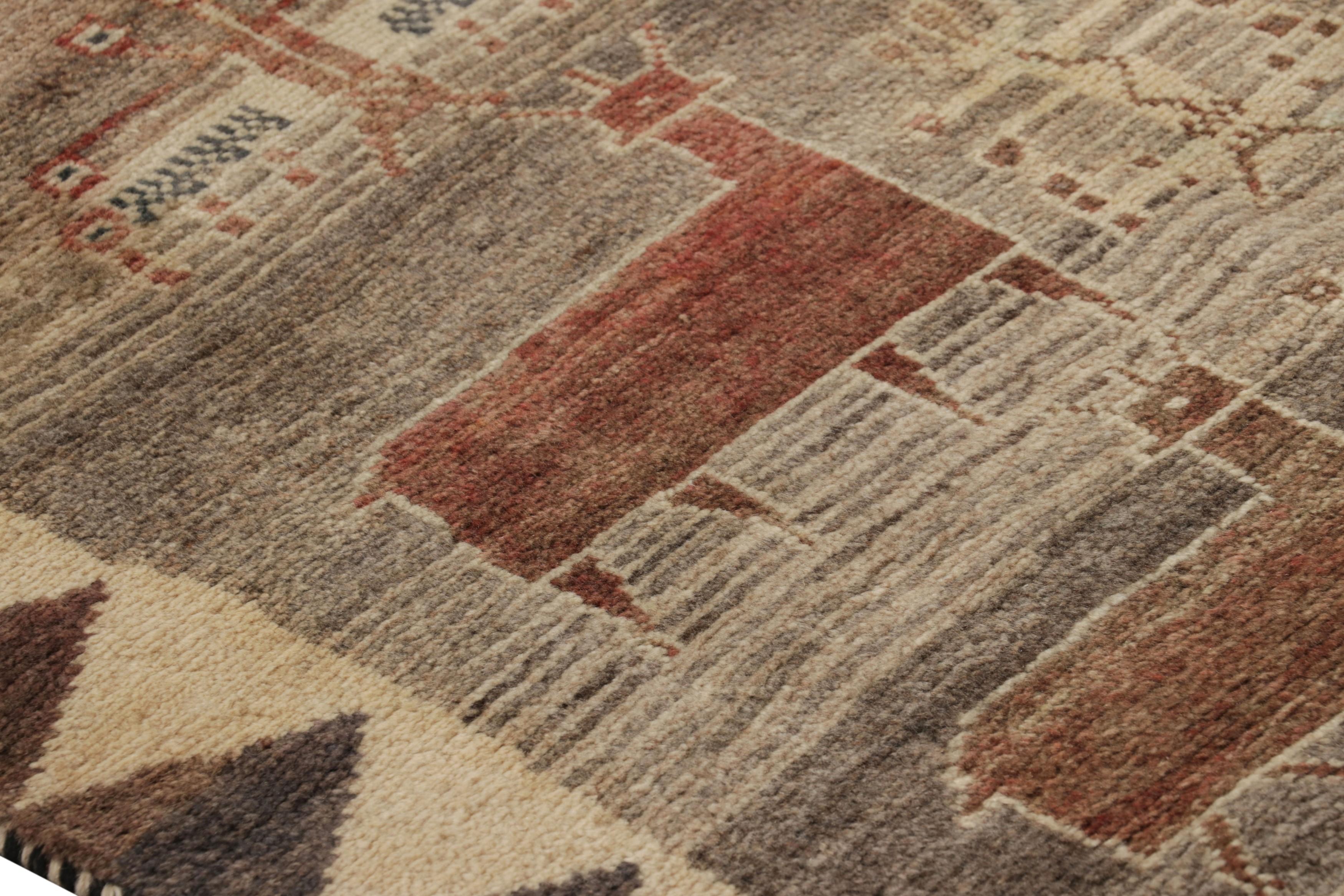 Alfombra Persa Gabbeh Vintage con Dibujos de Animales Beige-Marrón - Rug & Kilim Tribal en venta